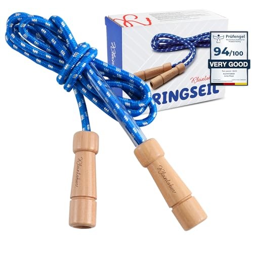 Corde à sauter pour enfants KLEINTOBER réglable en coton bleu pour le sport