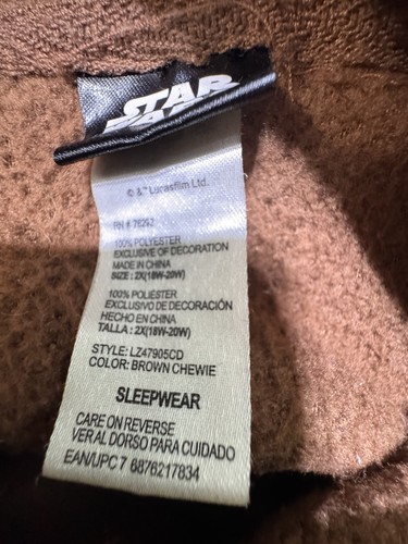 Star Wars Chewbacca One Piece Fleece Costume Pajamas Adult 2xl - Picture 4 of 13