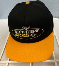 Vintage WIX FILTERS RACING SnapBack Hat Black & Yellow Baseball Cap Made In USA