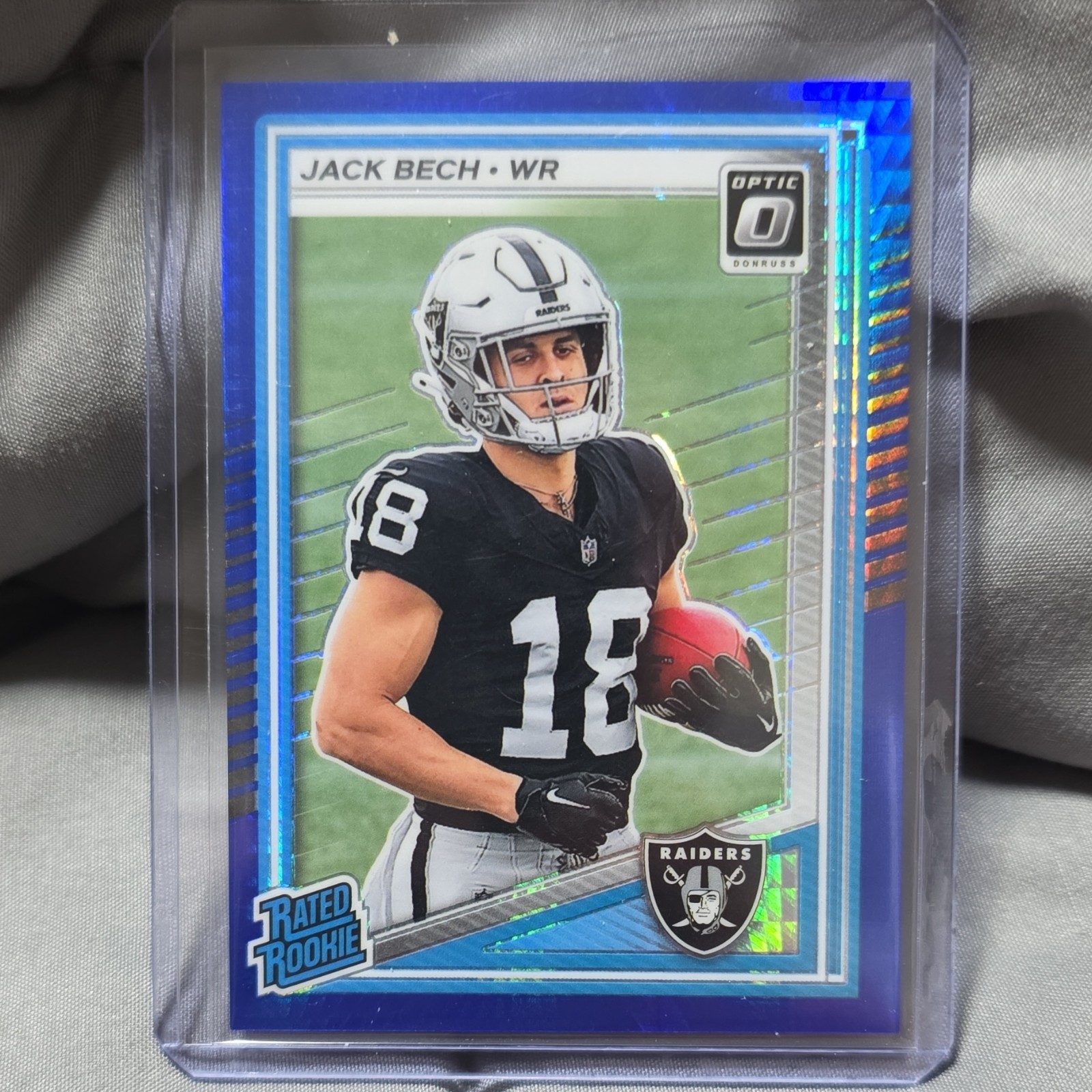 Panini Donruss Optic Rated Rookie Jack Bech #211 Raiders Blue Hyper Prizm 2025