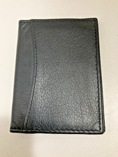 ALPINE SWISS BLACK BIFOLD LEATHER WALLET 4 1/4"W X 3"H