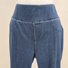 Womens High Waist Jeans Medium Blue Denim Straight Leg Cotton Blend Casual