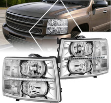 Pair LED DRL Headlights Assembly Compatible with 07-13 Chevy Silverado 1500,Chro