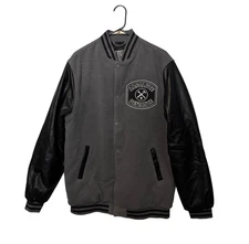 Dixxon Jacket Mens Large Gray Black Varsity Absolute Defiance Snap Embroidered