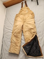 Vintage Carhartt Quilted Lined Canvas Bib Overalls Mens Size 42x30 Brown R03 BRN