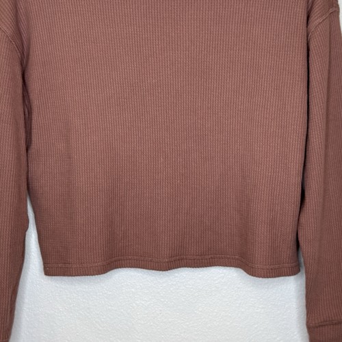Abercrombie & Fitch Waffle Weave Turtleneck Top Womens Sz XS Brown Long Sleeve - Picture 4 of 10