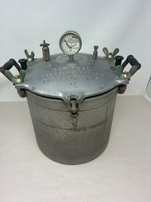 Vintage National Pressure Cooker Canner Model 12 Aluminum with accessories