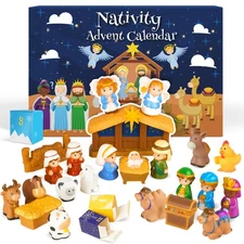 Nativity Advent Calendar 2025 Kids, Christmas Story Nativity Playset Christia...