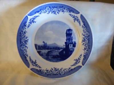 Pre-1990 PLATE Germany KAHLA Porcelain Blue & White CANALETTO Capriccio Veneto