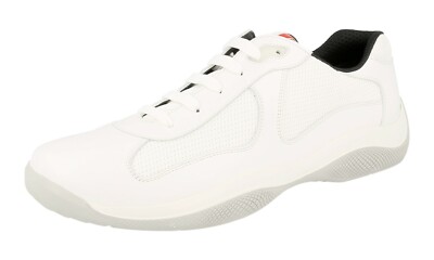 PRADA SELTENE Leder Americas Cup Sneaker - Komplett Weiss - NEU -  9 43