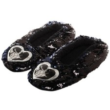 Nightmare Before Christmas Jack  Sally Sequin Soft Plush Cozy Adult Slippers
