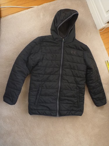 Under Armour Coldgear Reversible Puffer Jacket Coat Boys Youth Lg-XL Black NICE - Picture 2 of 6