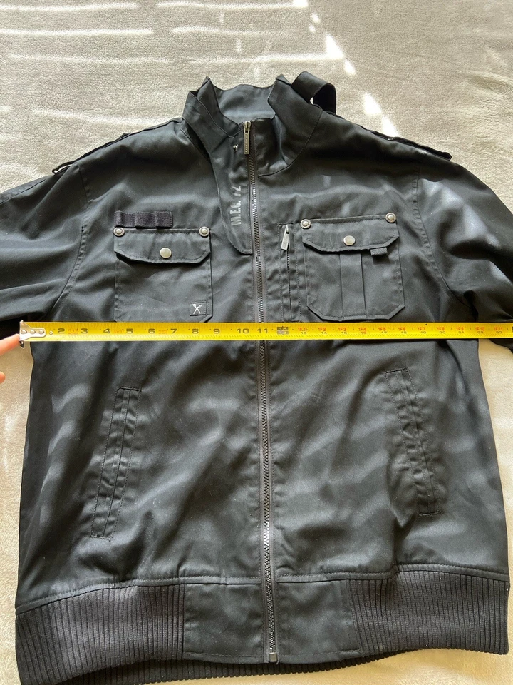 Chaqueta negra Marc Ecko corte y costura manga larga cremallera completa para hombre talla XL Foto 4 de 4