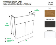 Scudo 600MM Slimline Basin Unit + doors in gloss white only