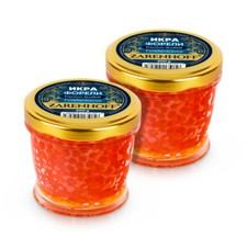 Roter Kaviar Set 400 g, Forellenkaviar Kaviar  200 g Glas Premium