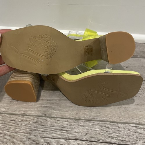 Free People Block Heel Sandal Womens 36 Yellow Natal Transparent NEW - Picture 8 of 8
