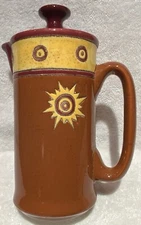 Mid Century Modern Tall Ecuadorian Artesa 8.75”H Sun Design 32oz. Pitcher