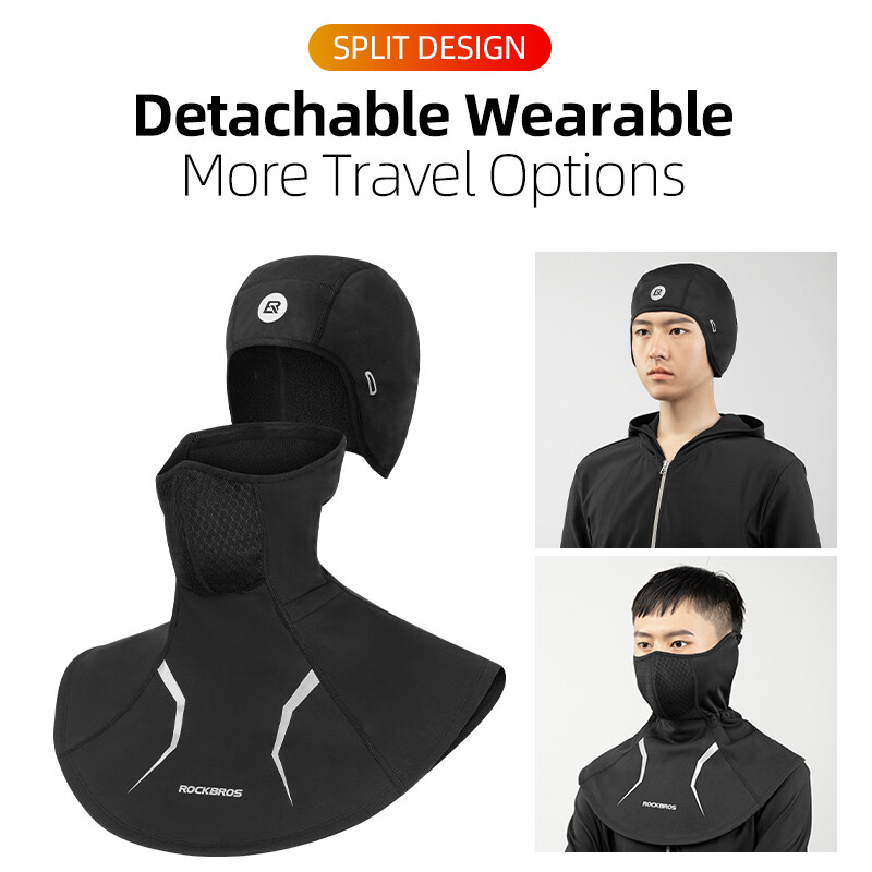  ROCKBROS Ski Balaclava Detachable Cap Face Mask Scarf Windproof Double Protect
