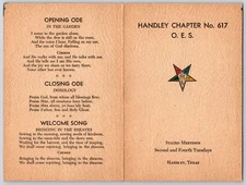 Handley TX Chapter NO 617 OES Stated Meeting Program 1944 1945