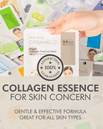 Dermal Korea Collagen Essence Full Face Facial Mask Sheet, 16 Combo Pack - Picture 5 of 7