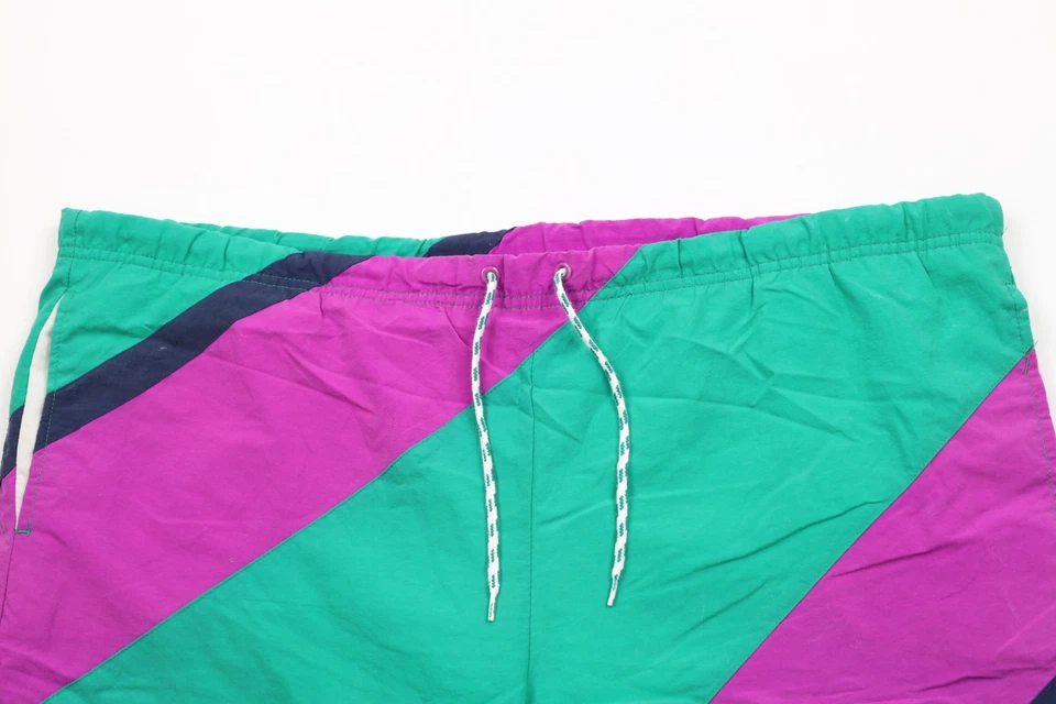 Vintage 90s Nautica Mens 2XL XXL Color Block Lined Above Knee Shorts Swim Trunks Foto 2 de 4