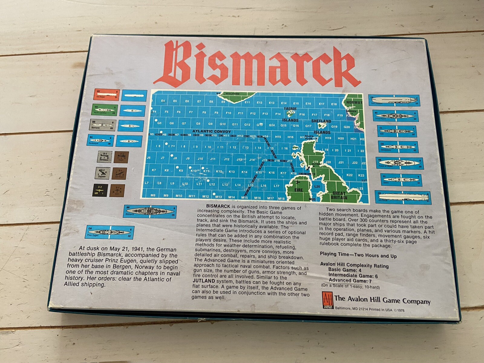 Bismarck A Vintage Avalon Hill Board Game 1978 719 Preowned