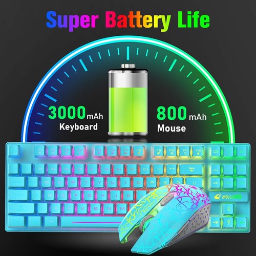 Wireless Gaming Keyboard Mouse Combo Set 4000mAh Rechargeable 2.4G RGB Backlit - Picture 41 of 44