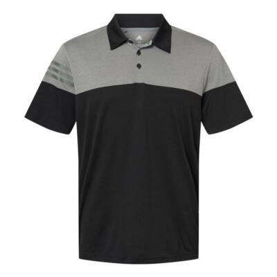 Adidas Men's Performance Heathered Colorblock UV Protection Polo Black Medium