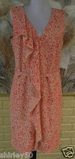 EUC ANN TAYLOR SZ 6 STRETCH DRESS PINK SHADES ON PEACH POLYESTER/SPANDEX BLEND