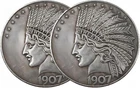 "Antique Liberty Indian Head $10 Dollar Coin Uncirculated Morgan Silver Dollar2P