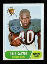 1968 TOPPS 75 GALE SAYERS CENTERED PERIOD AUTOGRAPHED SIGNED HQ FIRST TOPPS CARD