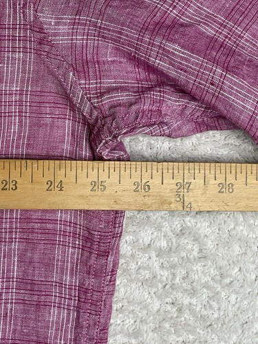 JOS A Bank Reserve Camp Shirt 100% Linen Size XL Red Plaid Short Sleeve - Picture 6 of 12