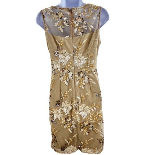 Calvin Klein NWT Women 4 Full Sequin Gold Floral Embroidery Sheath Dress Wedding - Picture 4 of 15