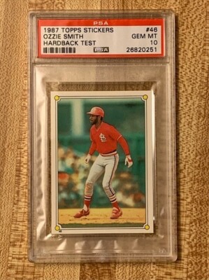 1987 Topps Stickers Ozzie Smith #46 Hardback Test PSA 10 Gem Mint *pop 4