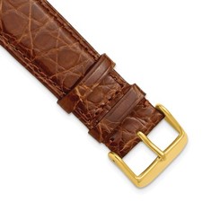 DeBeer 13mm Havana Genuine Crocodile Gold-tone Buckle Watch Band