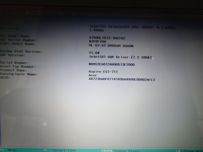 Acer Aspire ES1 711, Celeron 1.83 - 2.25 GHz,  + Intel HD, Mainboard + Zubehör