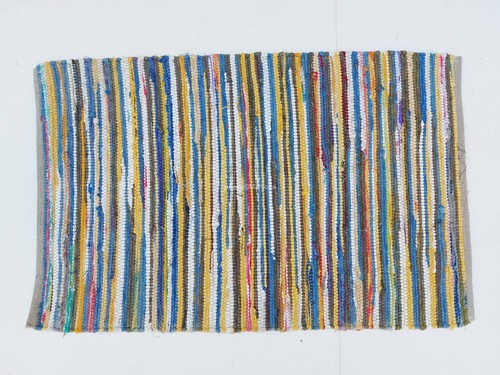 Alfombra de algodón india hecha a mano diseño de revestimiento multicolor alfombra de yoga de colección hogar - Imagen 2 de 6
