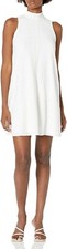 Calvin Klein Women's Trapeze Dress with Back Neck Bow, White, 4