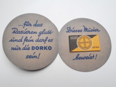 DORKO Solingen RASIERKLINGE Die Erde ist rund DE Razor BLADE Antique Promo 50's!