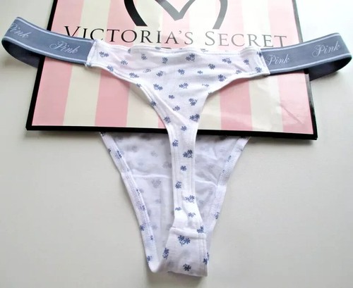 VICTORIA'S SECRET PINK set reggiseno e mutandine super push up VS cotone floreale denim blu - Foto 9 di 11