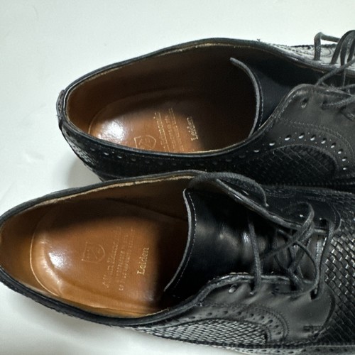 Chaussures Allen Edmonds homme taille 10 cuir bout d'aile Oxford noir "Leiden" fabriquées aux États-Unis - Photo 3 sur 5