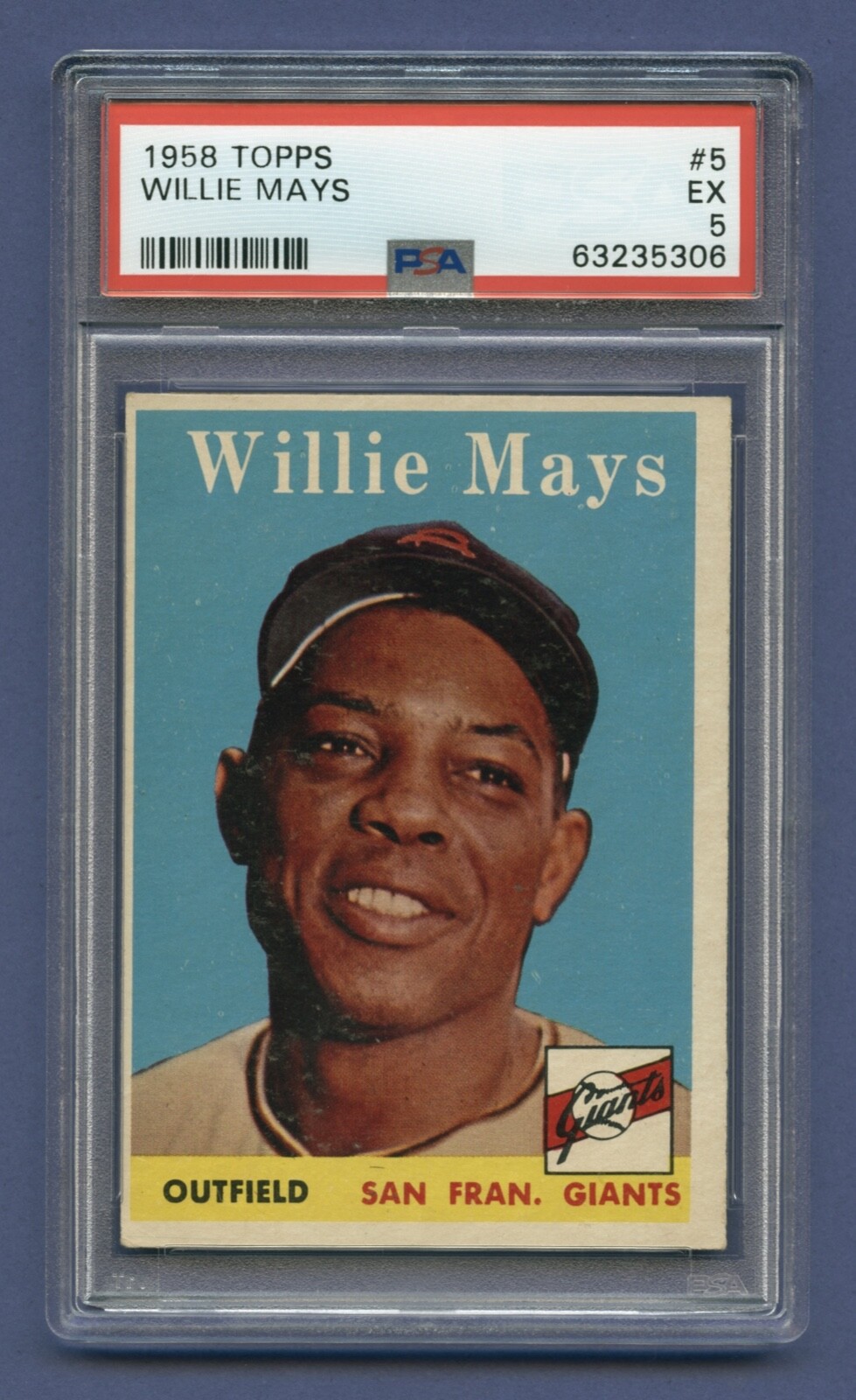 1958 WILLIE MAYS PSA 5 EX TOPPS HOF SAN FRANCISCO GIANTS (#5) RZC