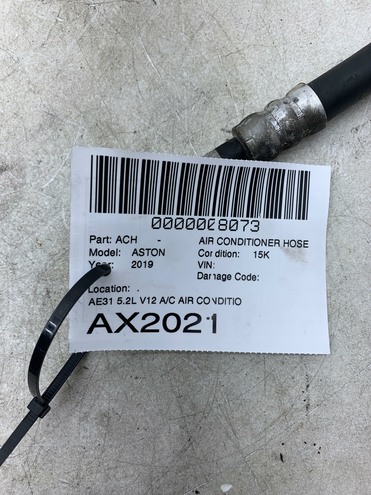 2019 ASTON MARTIN DBS SUPERLEGERRA OEM A/C AIR CONDITION HOSE LINE HY53-19972-AA
