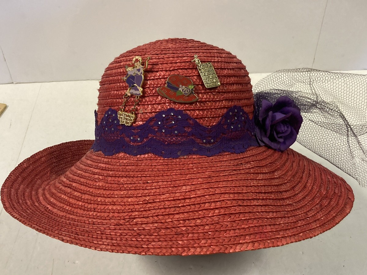 Red Hat Ladies Society Hat with Red & Purple Derby Style With 3 Pins! Hat/bingo | eBay Red Hat Ladies Society Hat with Red & Purple Derby Style With 3 Pins! Hat/bingo | eBay