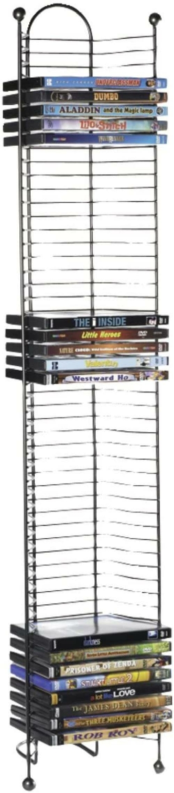 Slim Cabinet Stand Wall Tower Steel Wire DVD Holder Media Storage Movie Shelf