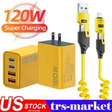 120W Fast Type C Wall Charger , 4-In-1 65W Super Fast Cable For Cell Phone iPad 