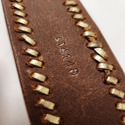 nine west leather wms belt whip stitch oval brass studded buckle sz small gold - Picture 11 of 13
