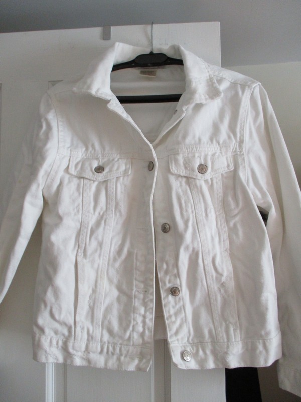 Kids Girls White Denim distress Jacket Size Large Regular 11-12