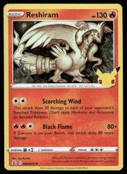Reshiram 002/025 Celebrations 25th Anniversary Holo Rare