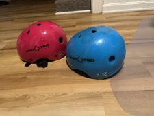 Lot of 2 Pro-Tec Kids Youth Skate Bicycle BMX Helmet XS Glossy blue pink